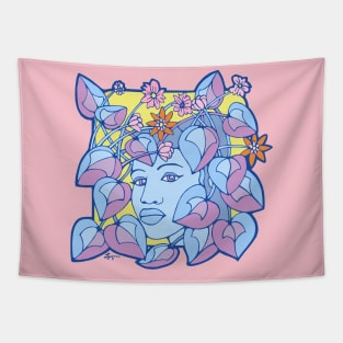 Pastel Ivy and Small Pink Flowers Tapestry