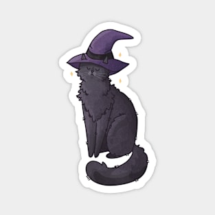 Witch Cat with Hat - Halloween Cat Design - Cat Lovers Design Magnet