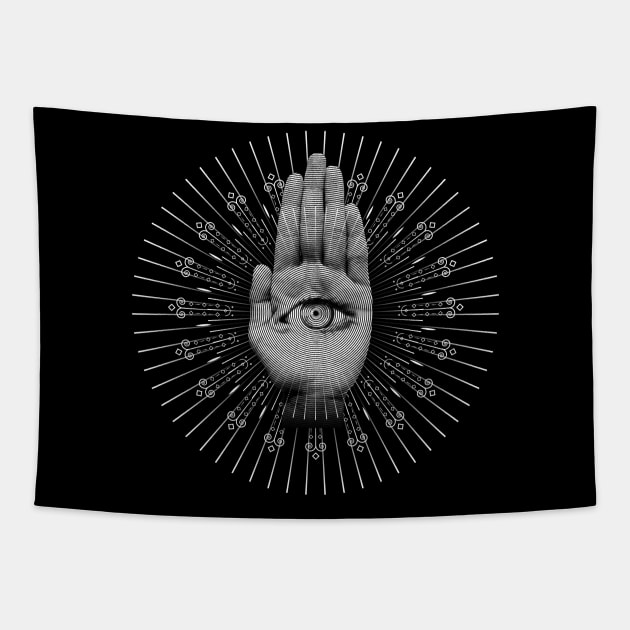 Spiritual 3rd Eye Hamsa Design Tapestry by Vector Deluxe