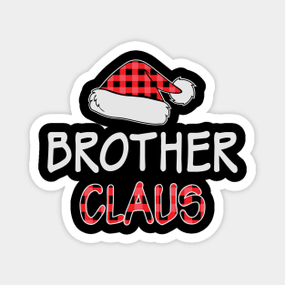 Brother Claus Red Plaid Santa Hat Matching Family Christmas Gifts Magnet