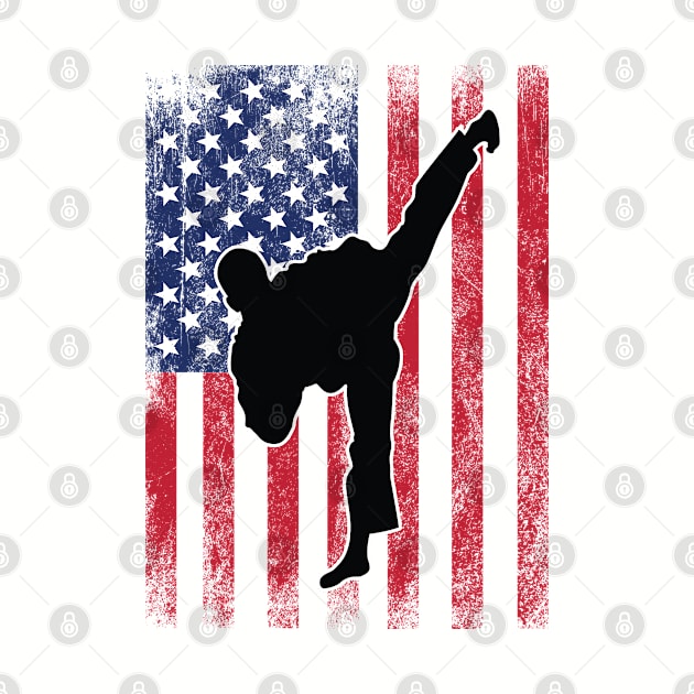 Taekwondo - Taekwondo USA Flag by Kudostees