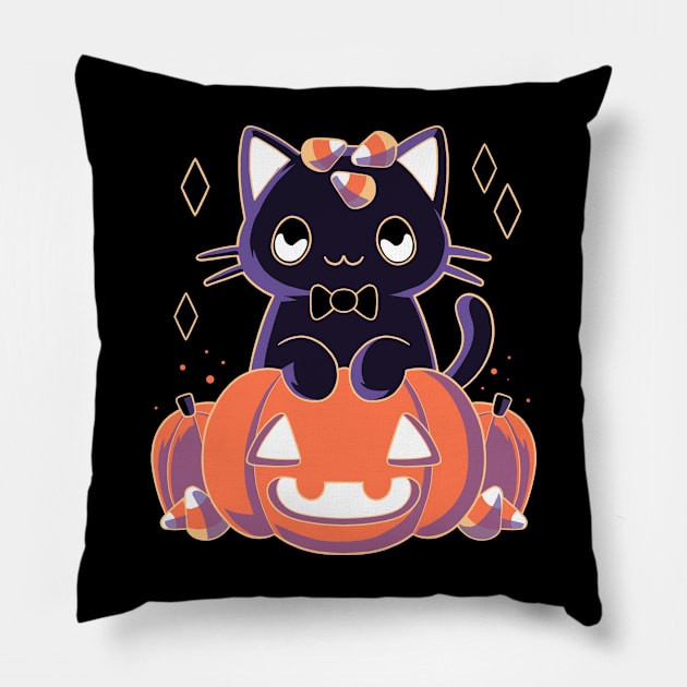 Pumpkin Cat Pillow by xMorfina