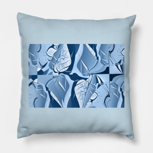 Abstract Blue Leaf Pattern Pillow