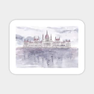 Hand drawn Budapest Parliament Magnet