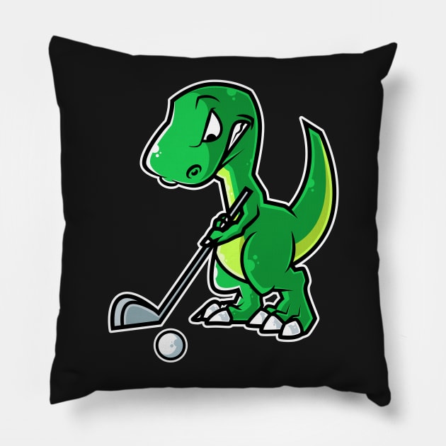 Tyrannosaurus Golf Player Golfer Golfing Funny Kids Boys graphic Pillow by theodoros20