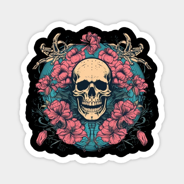 Tropical Skull with Flowers Magnet by TOKEBI