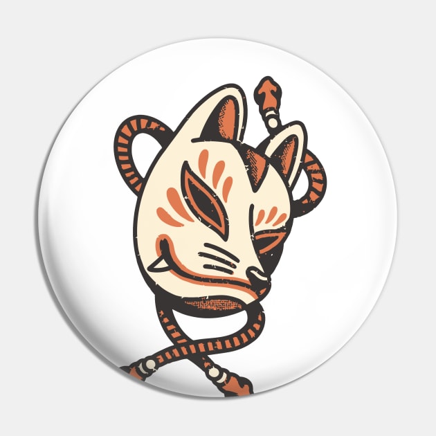 Retro Kitsune Fox Mask Pin by BakaOutfit