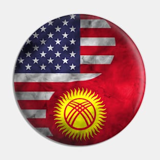 USA and Krygyzstan Dual Flag Yin Yang Combination Pin