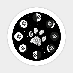 Paw print and moon phases Magnet