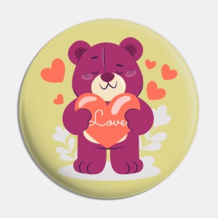 Bear with heart Pin