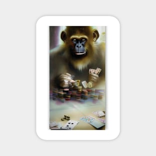 Illegal Monkey Playing Cards Magnet