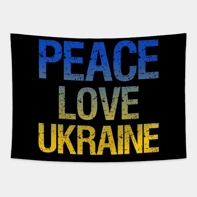 Peace Love Ukraine Flag Ukrainian Tapestry by kidstok