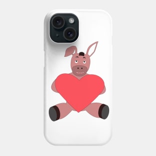 Cute donkey holding heart shape Phone Case