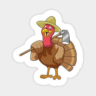 Turkey as Farmer with Hoe Magnet