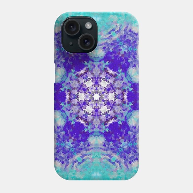 Digital Mandala Purple Blue and White Phone Case by WormholeOrbital