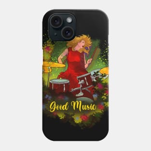 Woman playing drums. Good music Phone Case