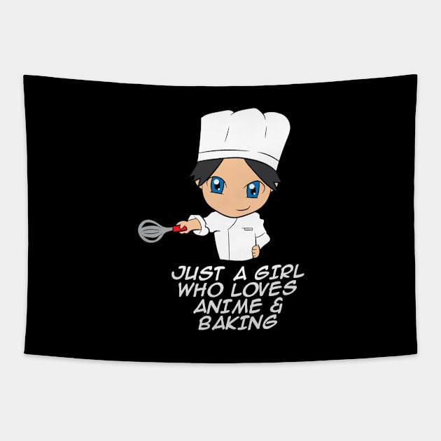 Just a Girl Who Loves Anime And Baking Funny Animes Tapestry by EQDesigns