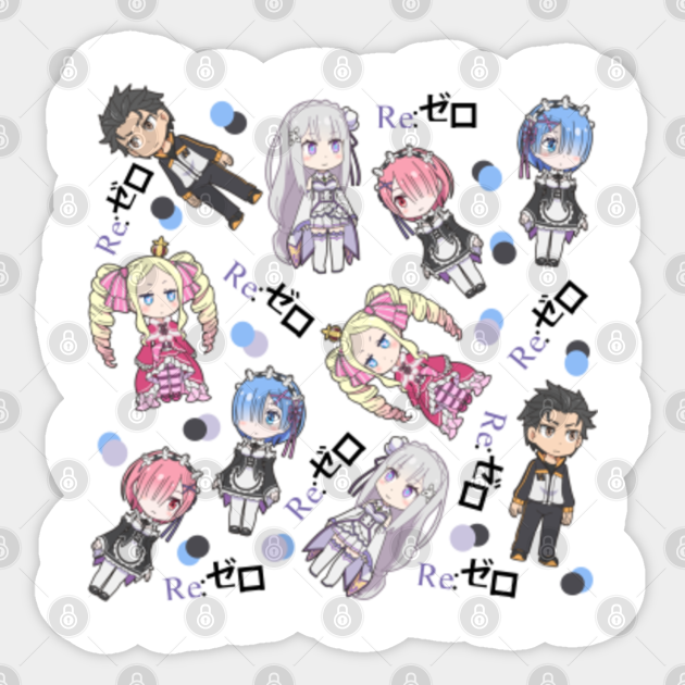 Re Zero Chibi Characters Re Zero Sticker Teepublic See more ideas about anime, anime girl, re zero reinhard. re zero chibi characters