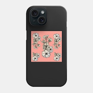 Peachy Hollyhocks Pattern Phone Case