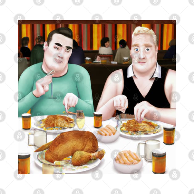 Gay Couple Celebrating Thanksgiving Dinner by JohnCorney