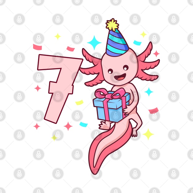 I am 7 with axolotl - girl birthday 7 years old by Modern Medieval Design