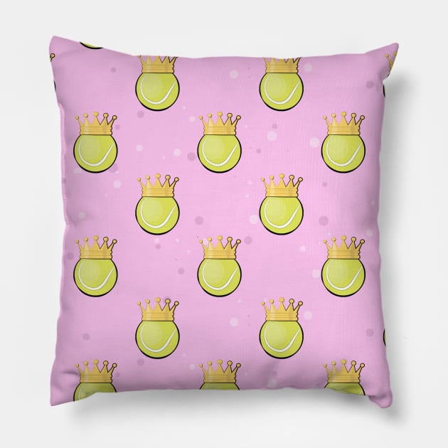 King Tennis - Seamless Pattern on Pink Background Pillow by DesignWood-Sport