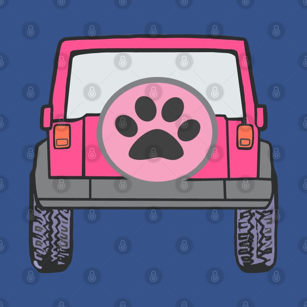 Pink Jeep with Paw Print by Trent Tides