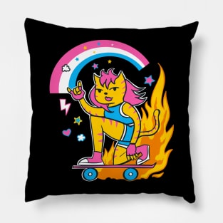 Very Cool Skater Cat Girl Pillow