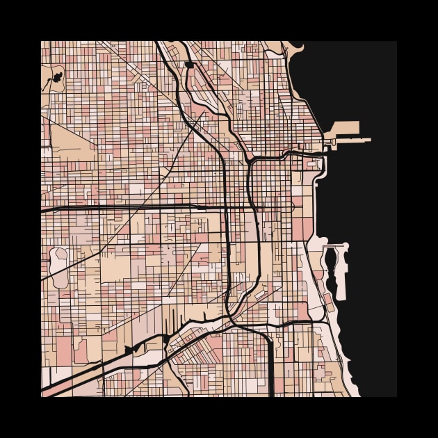 Chicago Map Pattern in Soft Pink Pastels by PatternMaps