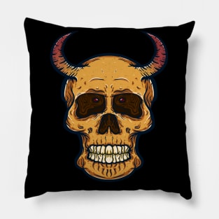 Skull head with horn Pillow