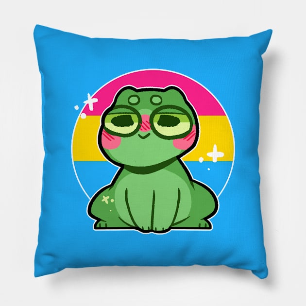 pride frog- Pansexual Variant Pillow by Brewing_Personalitea