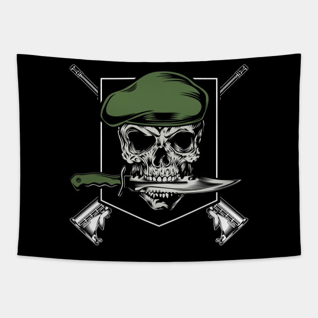 Soldier Skull Army Emblem Tapestry by Foxxy Merch