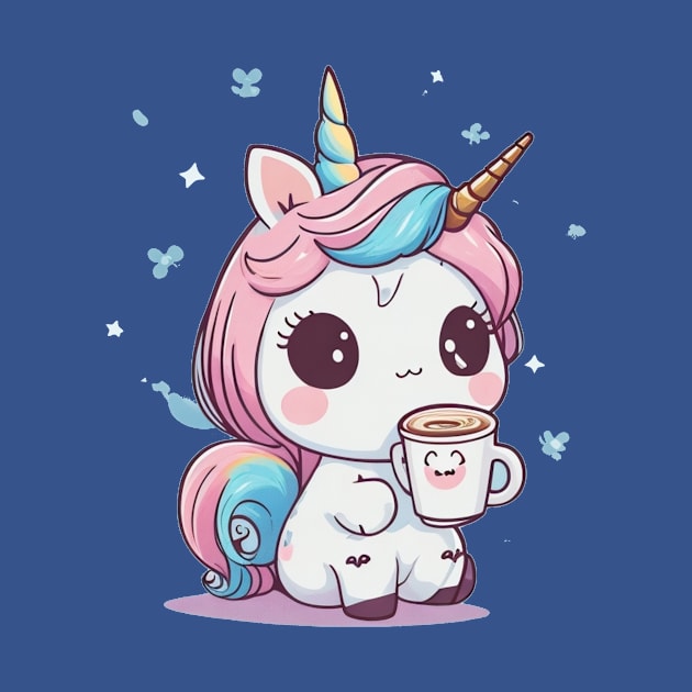 Cute unicorn with coffee by Majkel&Majkel