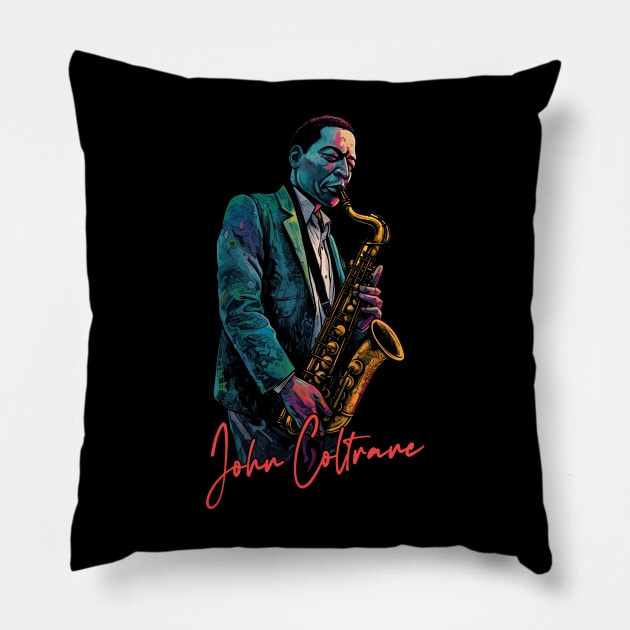 John Coltrane - Retro Jazz Music Fan Design Pillow by DankFutura