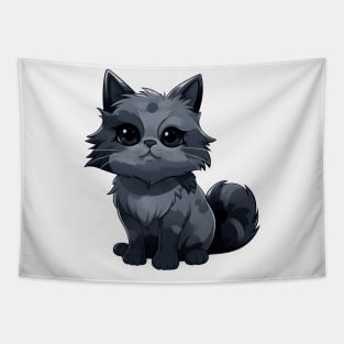 Lovely cartoon fluffy cat looking at camera Tapestry