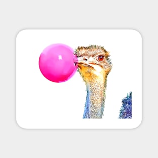 Ostrich with Bubblegum Magnet