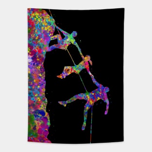 Climber friend watercolor art Tapestry