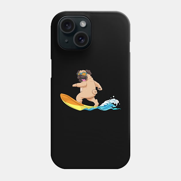 Cool pug is surfing Phone Case by Markus Schnabel