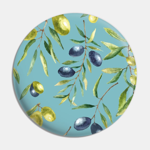 Olives - Mediterranean pattern Pin by GreekTavern