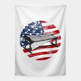 Marimba USA Flag Marimbist Percussionist Musician 4th July Tapestry