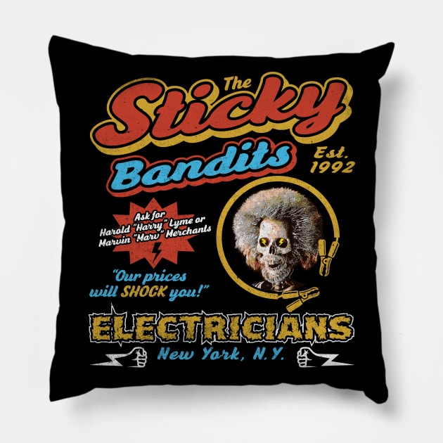 Sticky Bandits Electricians Pillow by Alema Art