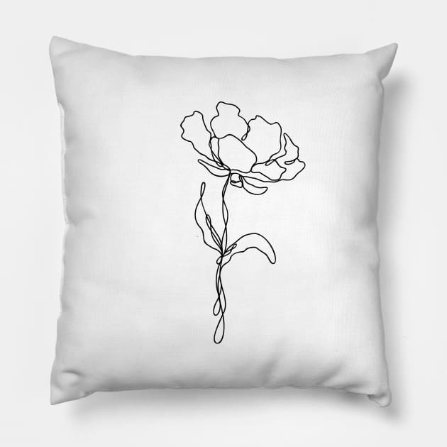 Wildflower Line Art | Floral Botanical Minimalist Lineart Pillow by RachelFCreative