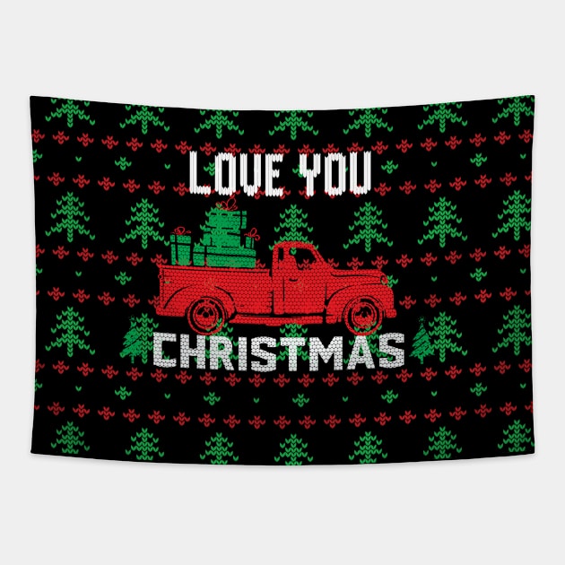 Love you  Christmas  design on ugly christmas sweater Tapestry by TextureMerch