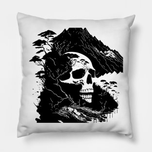 Skull in the rocks Pillow