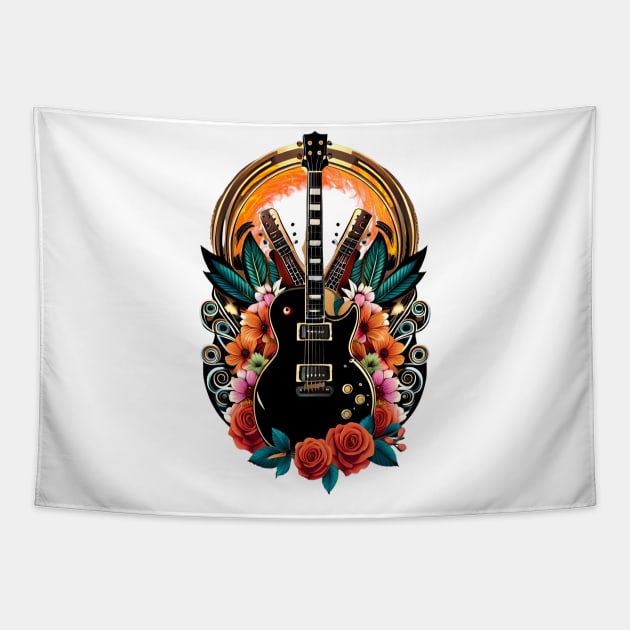 Electric guitar tattoo style 13 Tapestry by Dandeliontattoo