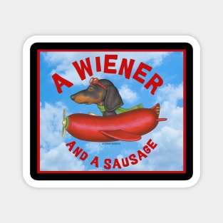 Cute Funny Dachshund Wiener Dog in Sausage Plane Magnet