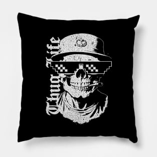 THUG LIFE SKULL Vintage Stencil Pillow