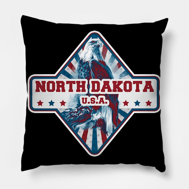 State of North Dakota american eagle Pillow by SerenityByAlex