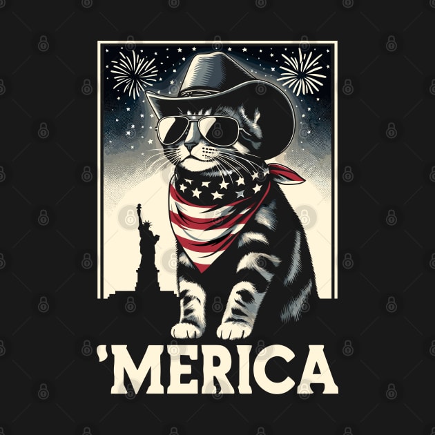 USA Flag Cat 4th of July Funny Patriotic by KsuAnn