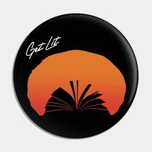 Get lit-album cover parody with a sunset and a book in negative space Pin